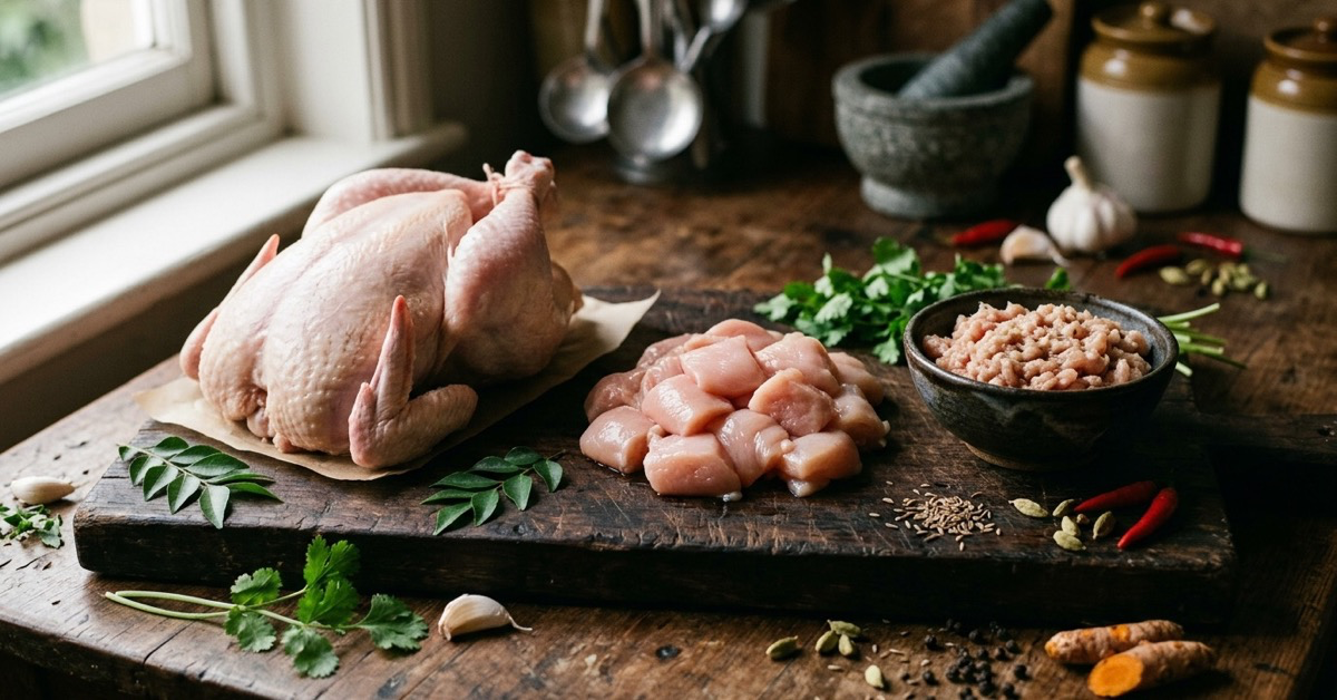 Halal chicken cuts available on Halalich — whole bird, boneless, and mince